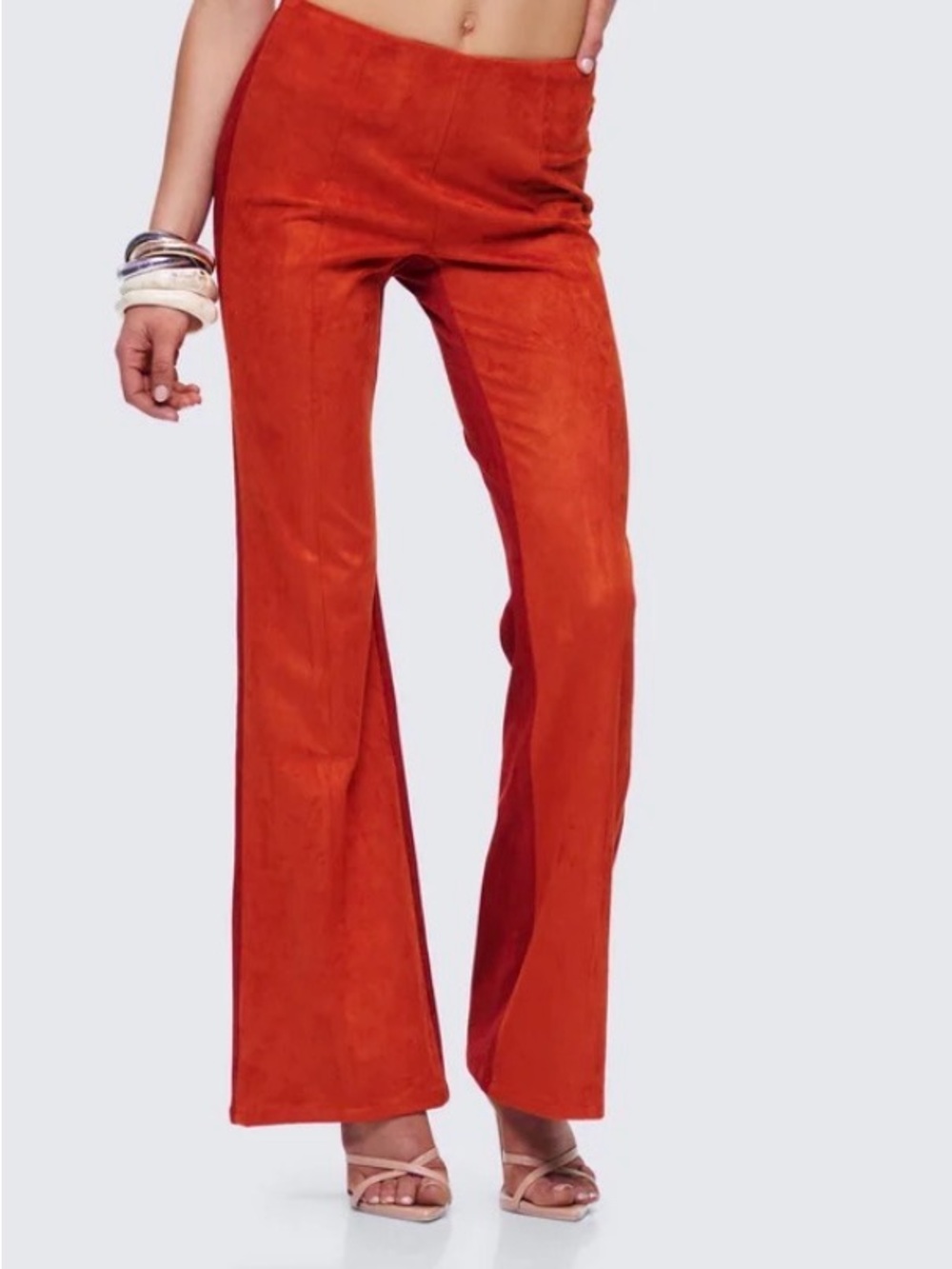 Finesse Burnt Orange Suede Flare Pants
